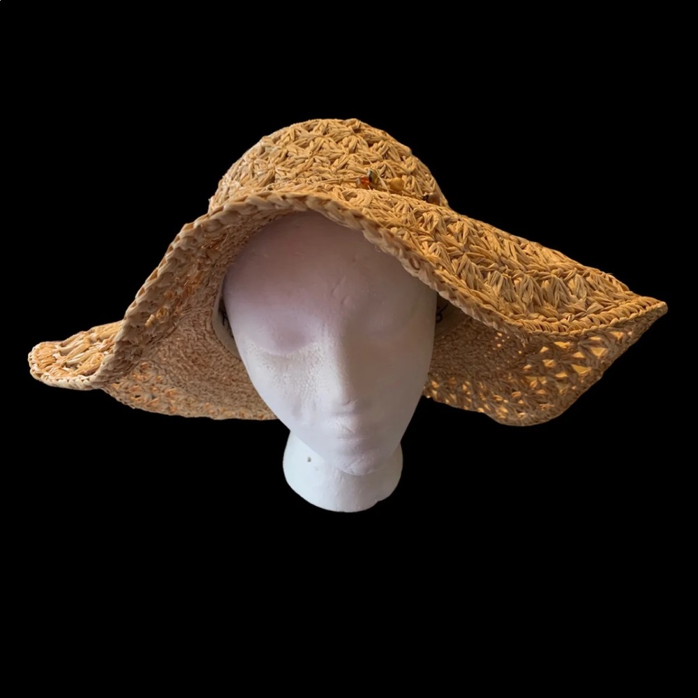 Scala. natural fiber Women’s hat beaded detail - Picture 3 of 11